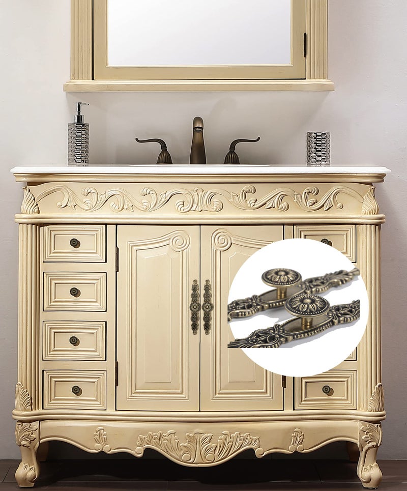 Mgoodoo 6.7" Knobs Handles with Plate, Vintage Antique Bronze Door Handle Furniture Knobs Pull for Kitchen Cabinets Cupboard Closet with 6 Screws - Image 5